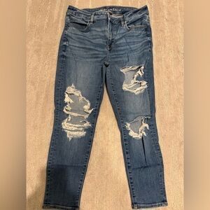 American Eagle Outfitters Blue Distressed Skinny Jeans